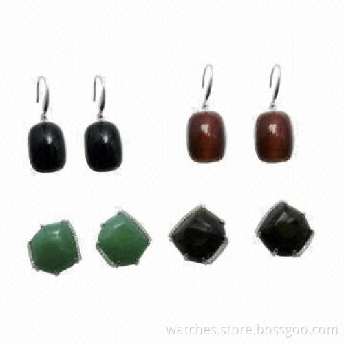 2014 Fashion Silver Stone Earring, OEM/ODM Orders Welcomed, Fine Unique Prom Jewelry for Women